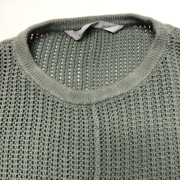 Athleta Sweater Womens Sage Green Open Weave Crew Neck Cotton Blend Size XXS - Picture 10 of 16
